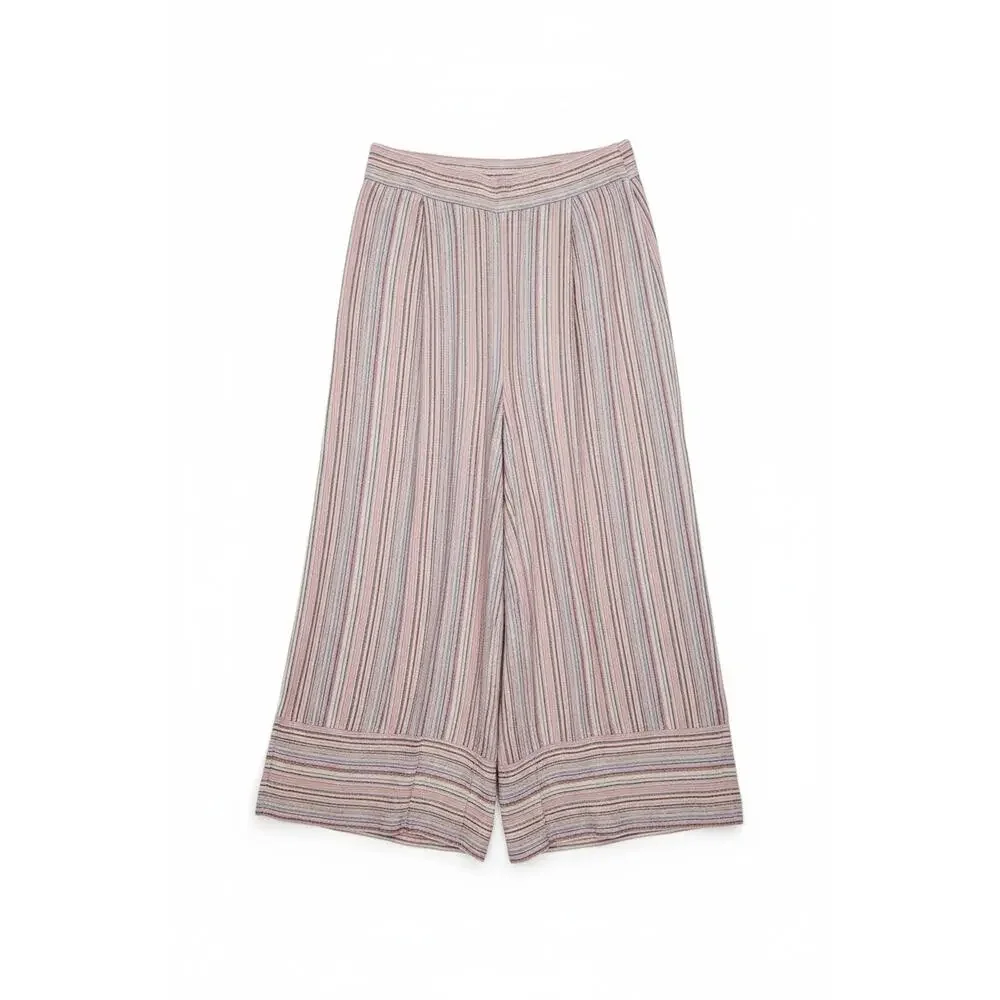 FOREVER 21 Linen Blend Wide Leg Crop Pants - Size L - Picture 2 of 7